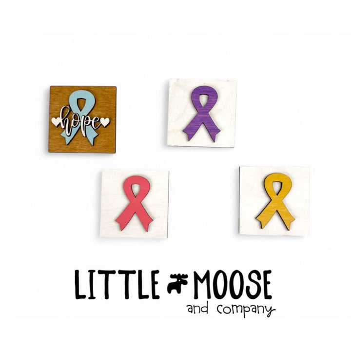 Mini Square Insert - cancer ribbon -  hope