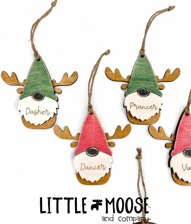 Ornament - Gnome Santa & Reindeer - set of 10