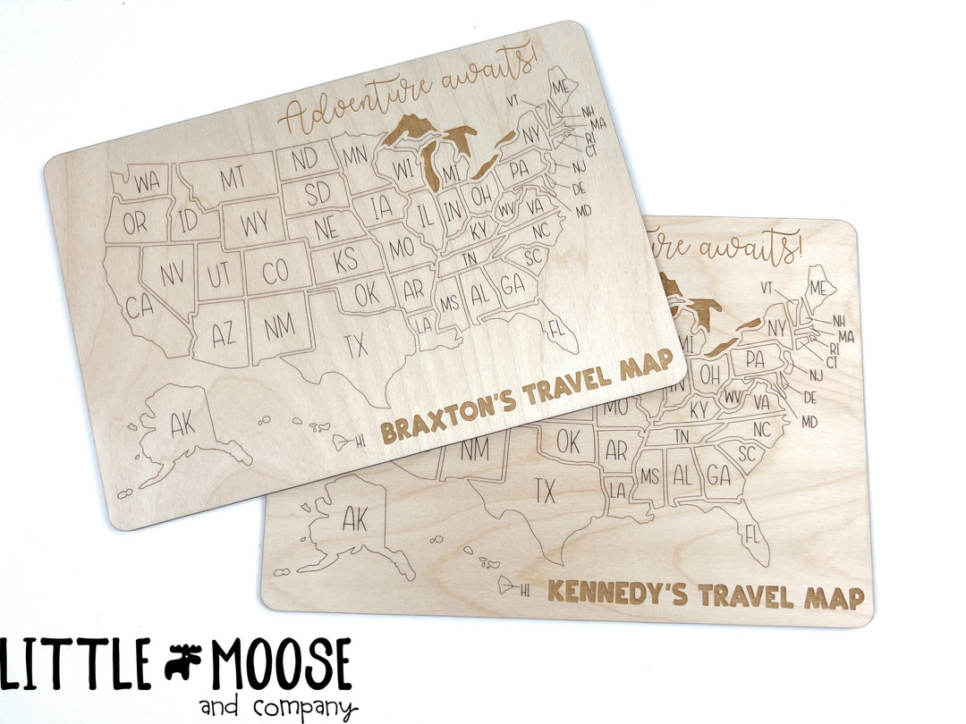 Adventure Awaits!! color me travel map - personalized