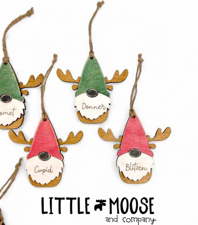 Ornament - Gnome Santa & Reindeer - set of 10