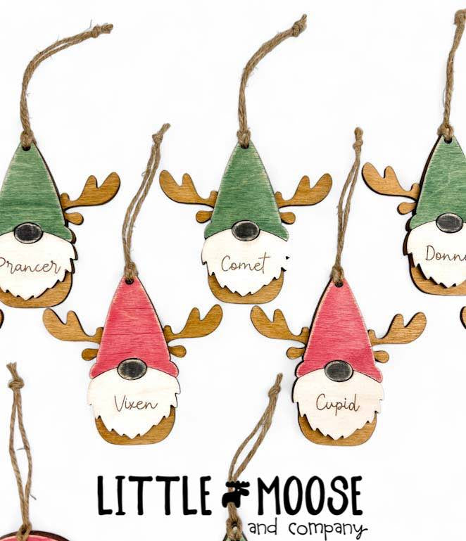 Ornament - Gnome Santa & Reindeer - set of 10