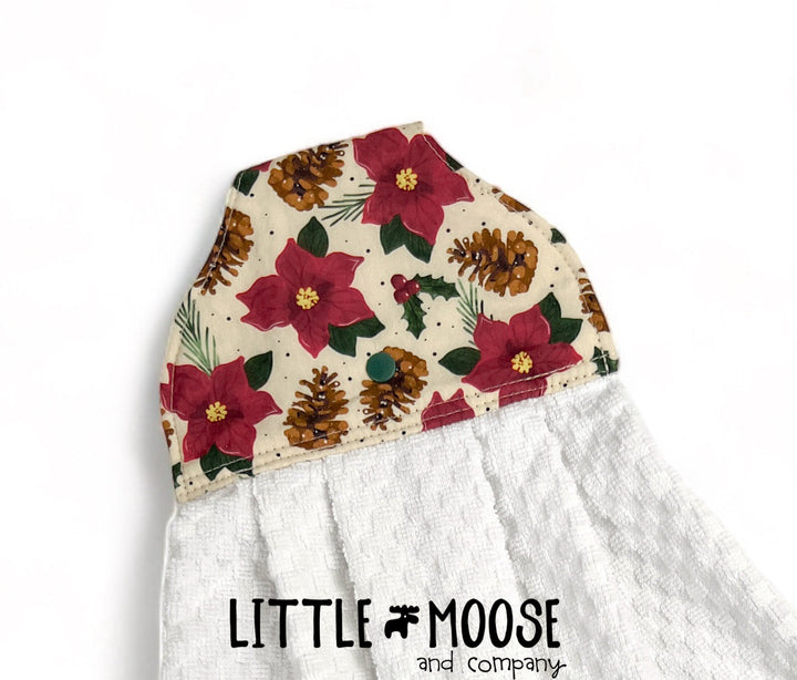 RTS - Hanging Towel - pinecones & poinsettias