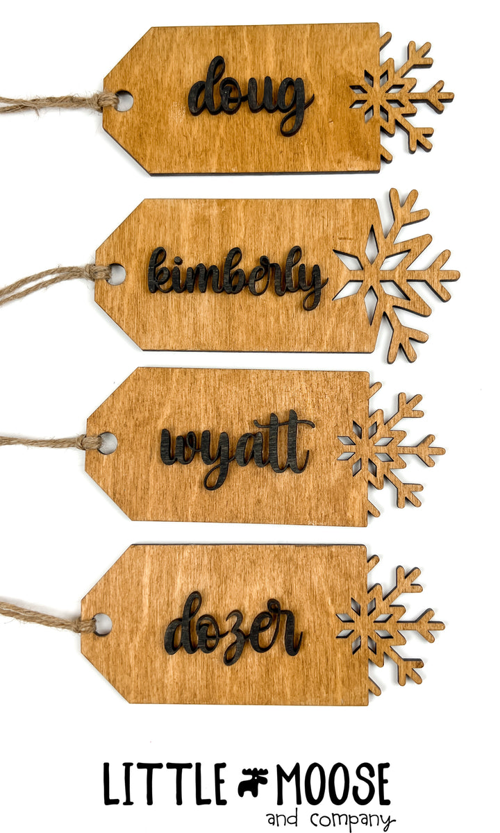 Stocking Tag or Ornament - personalized snowflake tag