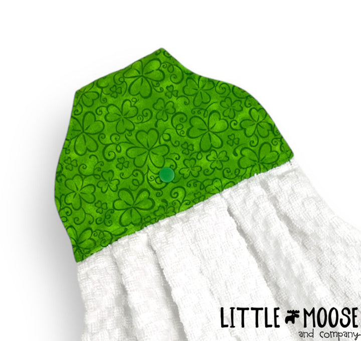 RTS - Hanging Towel - green shamrocks