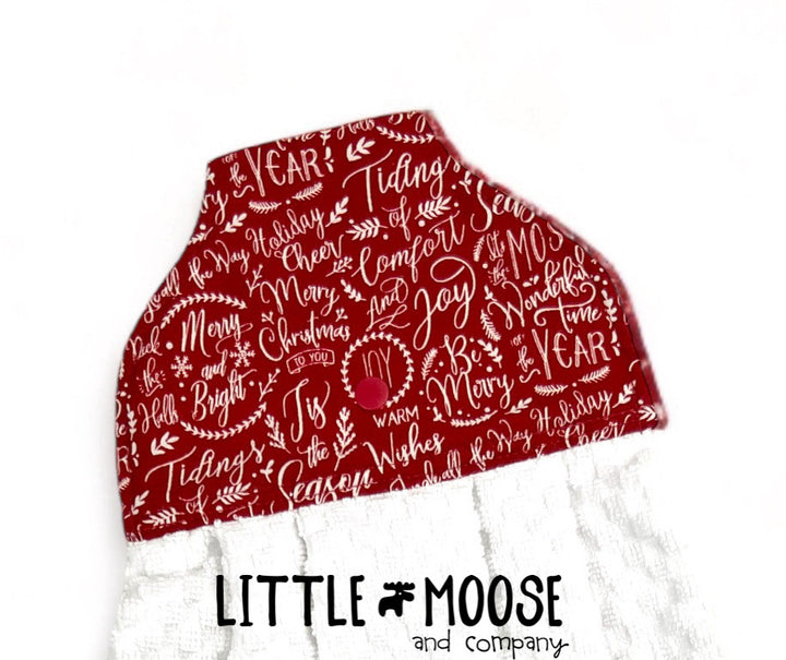 RTS - Hanging Towel - red Merry Christmas text