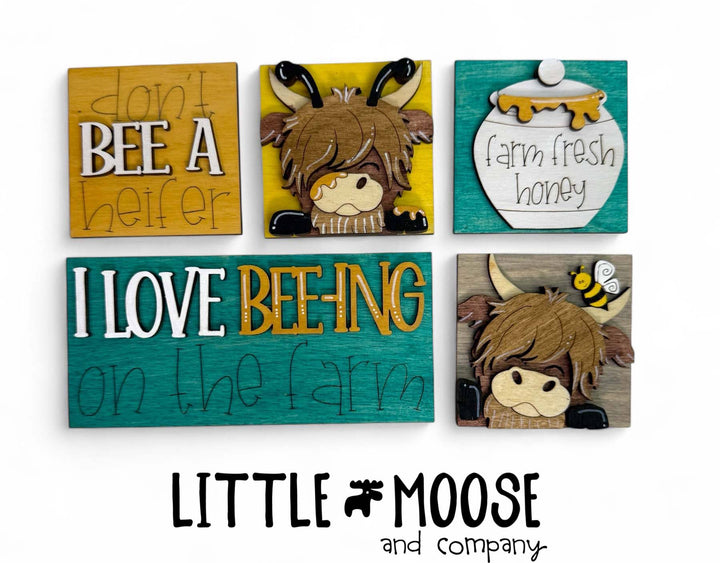 Mini Square Insert - Highland Cow Bee