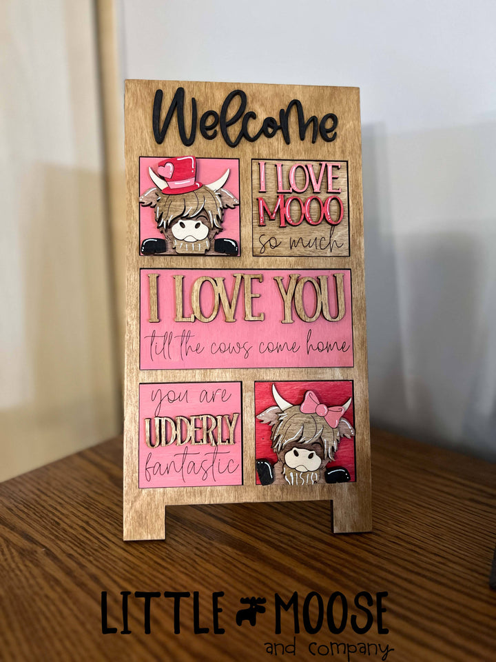Mini Square Insert - Highland Cow - valentines