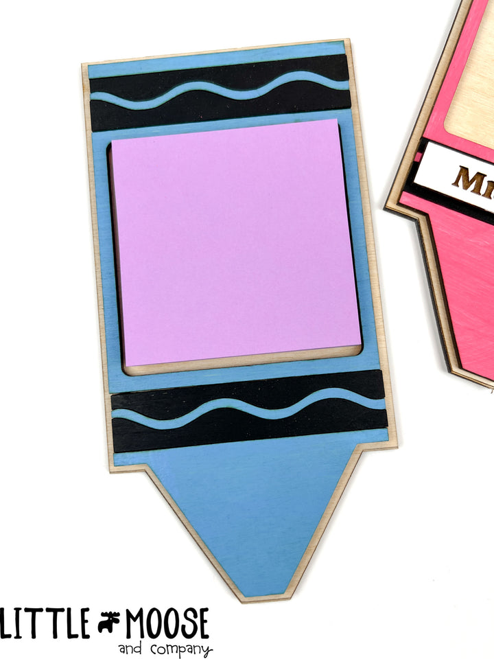 sticky note holder - crayon shaped