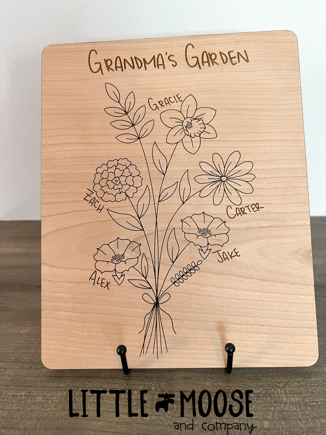Grandma's Garden sign (or custom name) - birth month flower bouquet
