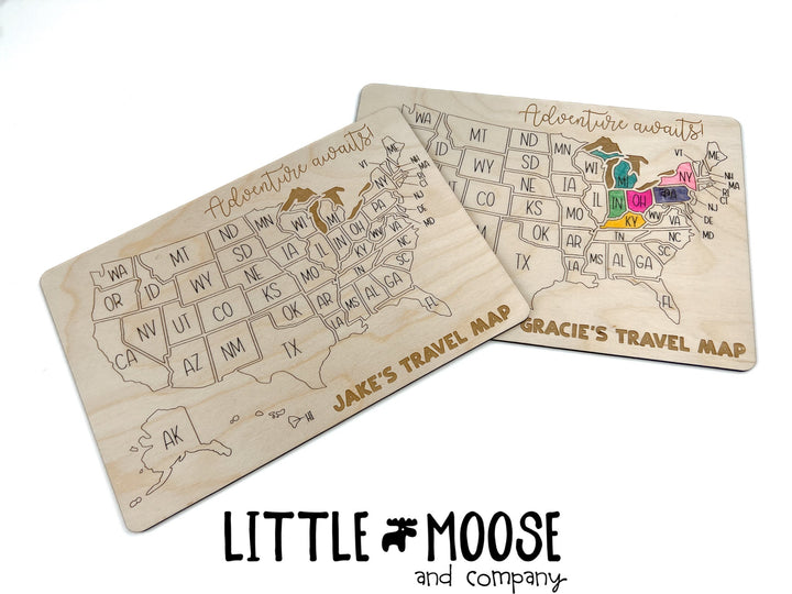 Adventure Awaits!! color me travel map - personalized