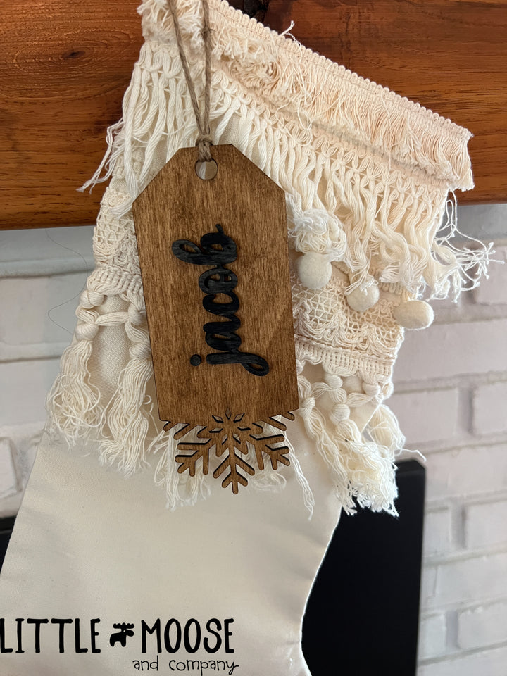 Stocking Tag or Ornament - personalized snowflake tag