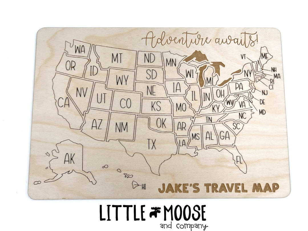 Adventure Awaits!! color me travel map - personalized