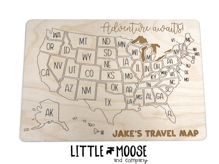 Adventure Awaits!! color me travel map - personalized