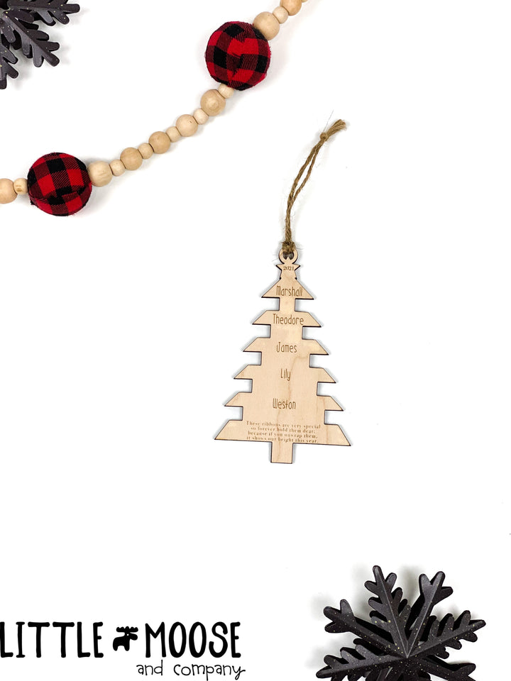 Ornament - Watch Me Grow - Ribbon Tree - up to 5 names