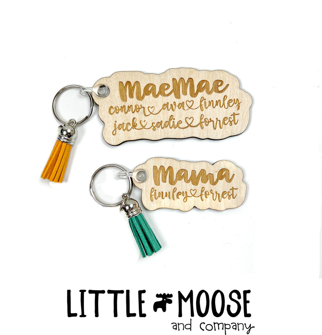 Custom Name Wood KEYCHAIN  ~ Script font