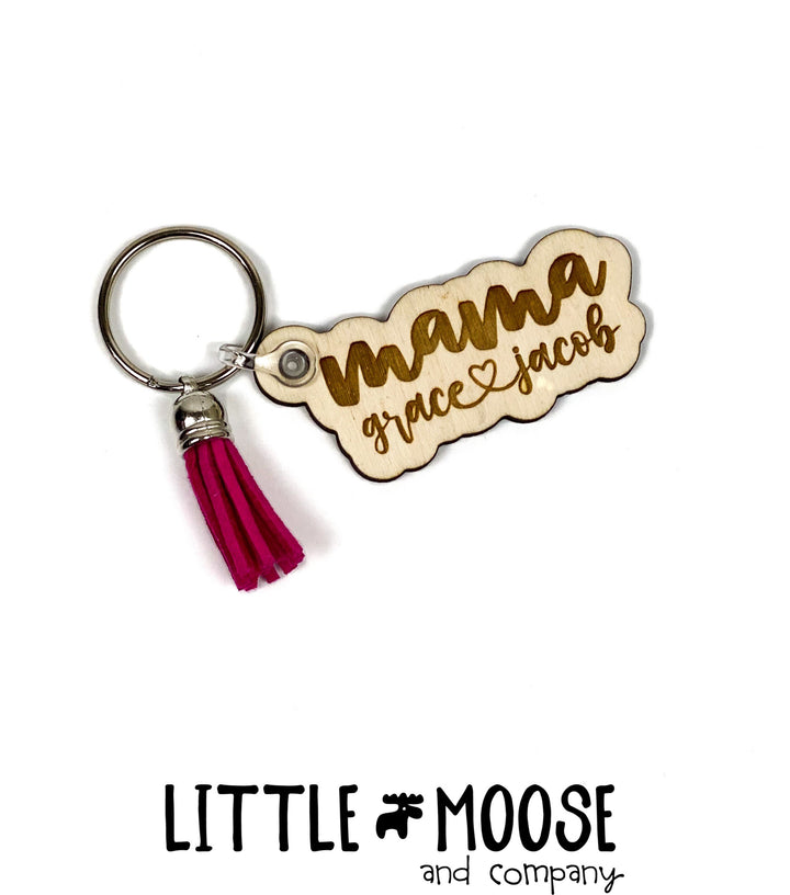 Custom Name Wood KEYCHAIN  ~ Script font
